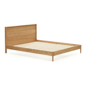 V prírodnej farbe dvojlôžková posteľ z dubového dreva s roštom 160x200 cm Lenon – Kave Home
