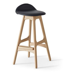 Čierna/v prírodnej farbe kožená otočná barová stolička 79 cm Buck - Hammel Furniture
