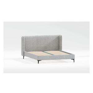 Sivá čalúnená dvojlôžková posteľ s roštom 160x200 cm Basti – Ropez