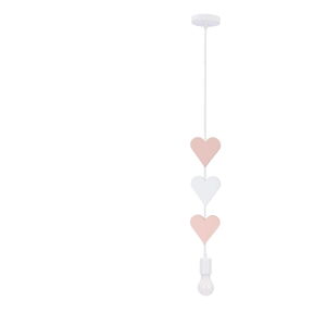 Bielo-ružové detské svietidlo s kovovým tienidlom Hearts - Candellux Lighting