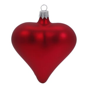 Súprava 3 červených sklenených vianočných ozdôb v tvare srdca Ego Dekor