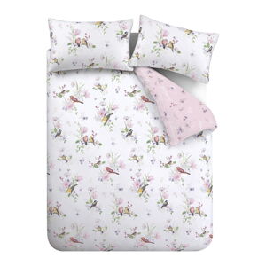 Ružovo-biele obliečky na jednolôžko 135x200 cm Songbird – Catherine Lansfield