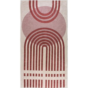 Červený/biely prateľný koberec behúň 80x200 cm - Vitaus