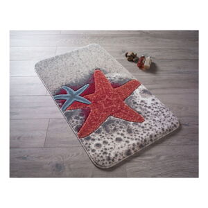 Vzorovaná červená predložka do kúpeľne Confetti Bathmats Starfish, 80 × 140 cm