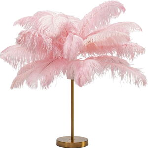 Ružová stolová lampa s tienidlom z peria (výška  60 cm) Feather Palm – Kare Design