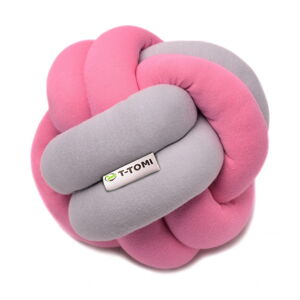 Ružovo-sivá bavlnená pletená lopta T-TOMI, ø 20 cm