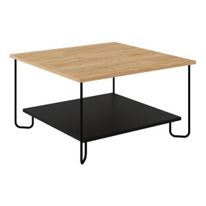Čierny/v prírodnej farbe konferenčný stolík s doskou v dubovom dekore 80x80 cm Tonka – Marckeric