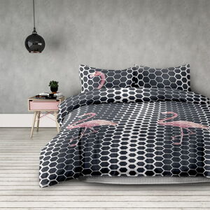 Sada 2 obliečky z mikrovlákna obliečky AmeliaHome Flamingo Dark, 155 x 220 cm