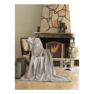 Béžová bavlnená deka mismo Linen, 170 × 220 cm