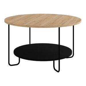 Čierny/v prírodnej farbe okrúhly konferenčný stolík s doskou v dubovom dekore ø 80 cm Tonka – Marckeric