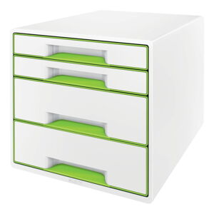 Bielo-zelený zásuvkový box Leitz WOW CUBE, 4 zásuvky