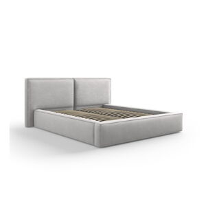 Svetlosivá čalúnená dvojlôžková posteľ s úložným priestorom s roštom 160x200 cm Arendal – Cosmopolitan Design