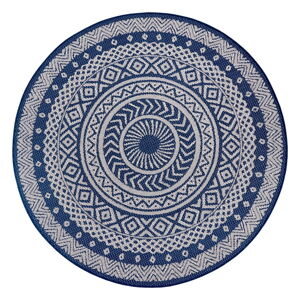 Modro-sivý vonkajší koberec Ragami Round, ø 160 cm