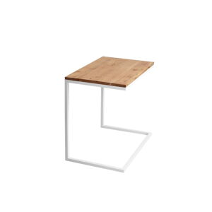 Stôl s bielou podnožou s doskou z masívneho duba Custom Form Lupe