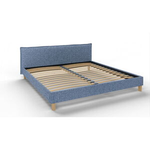 Modrá čalúnená dvojlôžková posteľ s roštom 200x200 cm Tina - Ropez