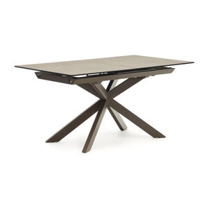 Hnedý rozkladací jedálenský stôl s keramickou doskou 90x160 cm Atminda – Kave Home