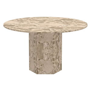 Svetlohnedý mramorový okrúhly jedálenský stôl ø 130 cm Naxos – Actona