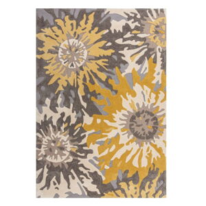 Sivo-žltý koberec Flair Rugs Soft Floral, 160 x 230 cm