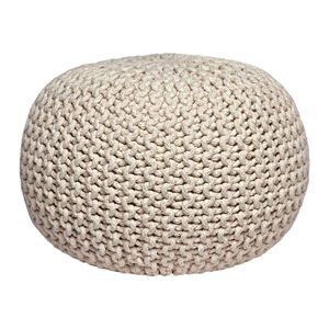 Krémovobiely pletený puf LABEL51 Knitted