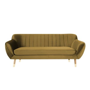 Zamatová pohovka v zlatej farbe Mazzini Sofas Benito, 188 cm