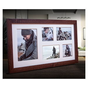 Tmavohnedý rámček na 5 fotografií Styler Narvik, 51 × 27 cm