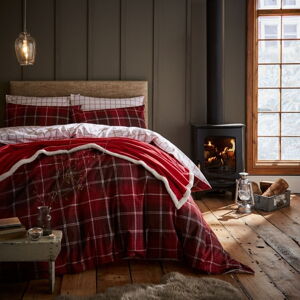 Červené posteľné obliečky Catherine Lansfield Tartan Check, 135 x 200 cm