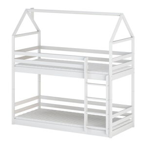 Biela domčeková/poschodová detská posteľ 80x160 cm Axel - Lano Meble