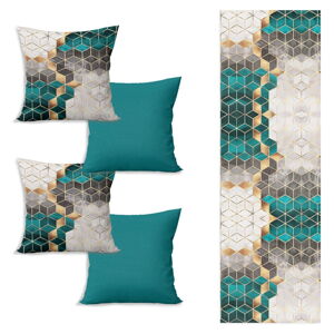 Set behúňa na stôl a 4 obliečky na vankúše Optic - Minimalist Cushion Covers