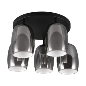 Stropné svietidlo so skleneným tienidlom ø 14 cm v čierno-striebornej farbe Barret – Trio Select