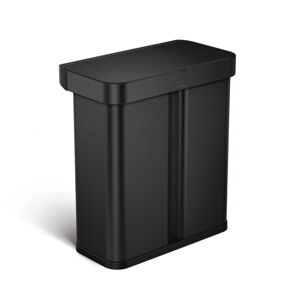 Matne čierny oceľový odpadkový kôš na triedený odpad/bezdotykový 58 l – simplehuman