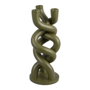 Zelený keramický svietnik na tri sviečky PT LIVING Twisted, výška 31,4 cm