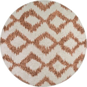 Biely/oranžový prateľný okrúhly koberec ø 100 cm - Vitaus
