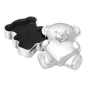 Kovová škatuľka na prvý zúbok v lesklej striebornej farbe 6x5x2 cm Bear with Heart – Zilverstad