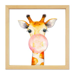 Sklenený obraz v drevenom ráme Vavien Artwork Giraffe, 32 x 32 cm