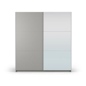 Šedá šatníková skriňa so zrkadlom as posuvnými dverami 200x215 cm Lisburn - Cosmopolitan Design