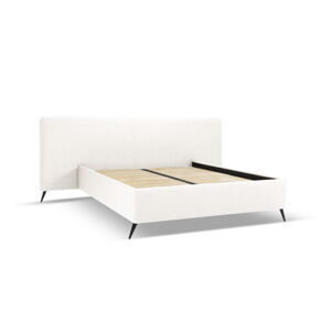 Krémovobiela čalúnená dvojlôžková posteľ s úložným priestorom s roštom 140x200 cm Walter – Milo Casa