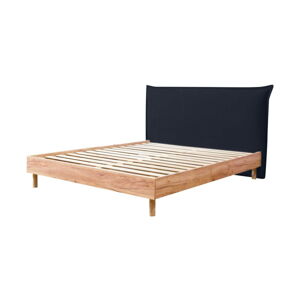 Tmavomodrá/v prírodnej farbe dvojlôžková posteľ s roštom 160x200 cm Charlie – Bobochic Paris