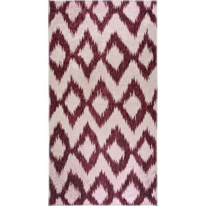 Vínový/biely prateľný koberec behúň 80x200 cm - Vitaus