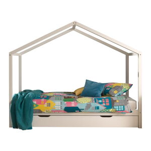 Biela domčeková/s výsuvným lôžkom detská posteľ z borovicového dreva s úložným priestorom 90x200 cm DALLAS – Vipack