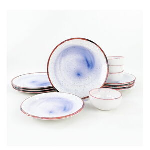 12-dielna súprava bielo-modrého keramického riadu My Ceramic