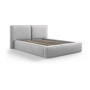 Svetlosivá čalúnená dvojlôžková posteľ s úložným priestorom s roštom 140x200 cm Arendal – Cosmopolitan Design