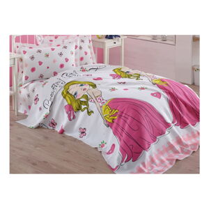 Ružová detská bavlnená prikrývka cez posteľ Mijolnir Princess, 160 x 235 cm