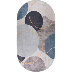 Modrý/sivý umývateľný koberec 120x180 cm Oval – Vitaus