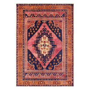 Oranžovo-ružový koberec Floorita Senneh, 80 x 150 cm