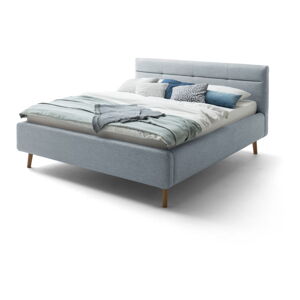 Modrá čalúnená dvojlôžková posteľ s úložným priestorom s roštom 140x200 cm Lotte - Meise Möbel