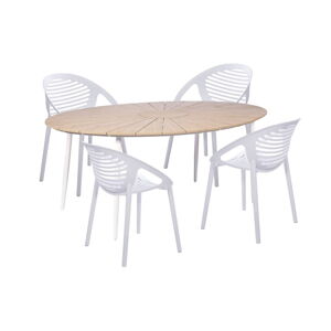 Súprava 4 bielych jedálenských stoličiek Jaanna a prírodného stola Marienlist - Bonami Essentials