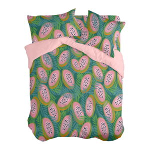 Zelená/ružová obliečka na perinu na jednolôžko 140x200 cm Papaya – Aware