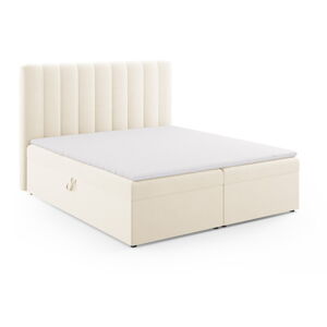 Béžová boxspring posteľ s úložným priestorom 180x200 cm Gina – Milo Casa