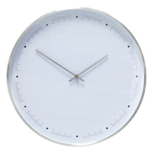 Biele nástenné hodiny s rámikom v striebornej farbe Hübsch Ibtre, ø 40 cm