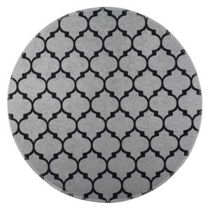 Tmavosivý umývateľný okrúhly koberec ø 80 cm – Vitaus